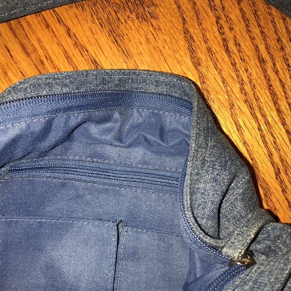 Bolsa por la damas purse. 13.5x10x4” denim with sequined sides and handle. - Picture 9 of 11